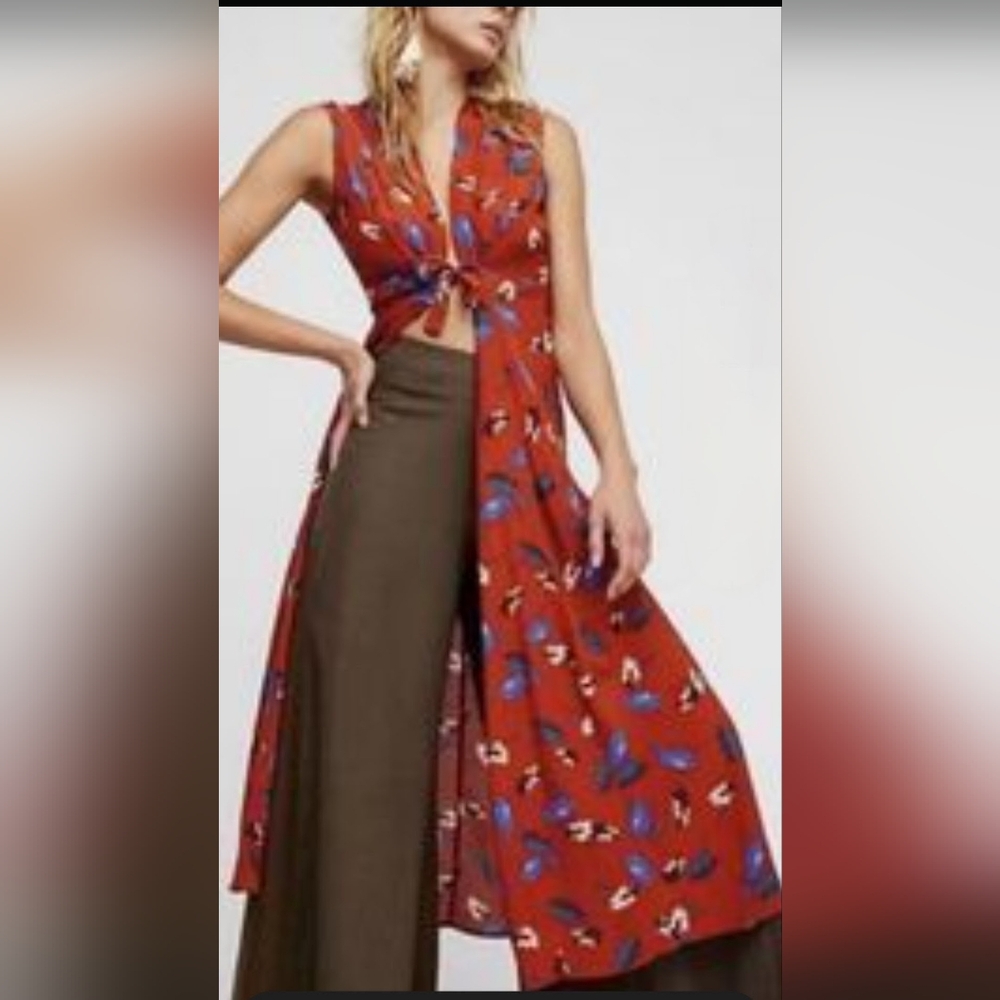 Free People Rust Floral Duster